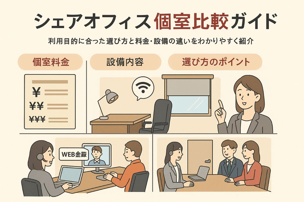 シェアオフィスの個室料金と設備を徹底比較！おすすめの利用法と失敗しない選び方
