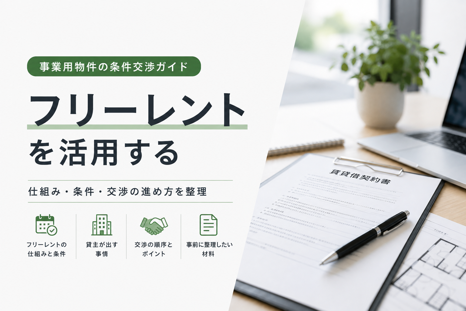 フリーレントと賃料交渉の実務｜事業用物件で条件を動かせる余地と伝え方